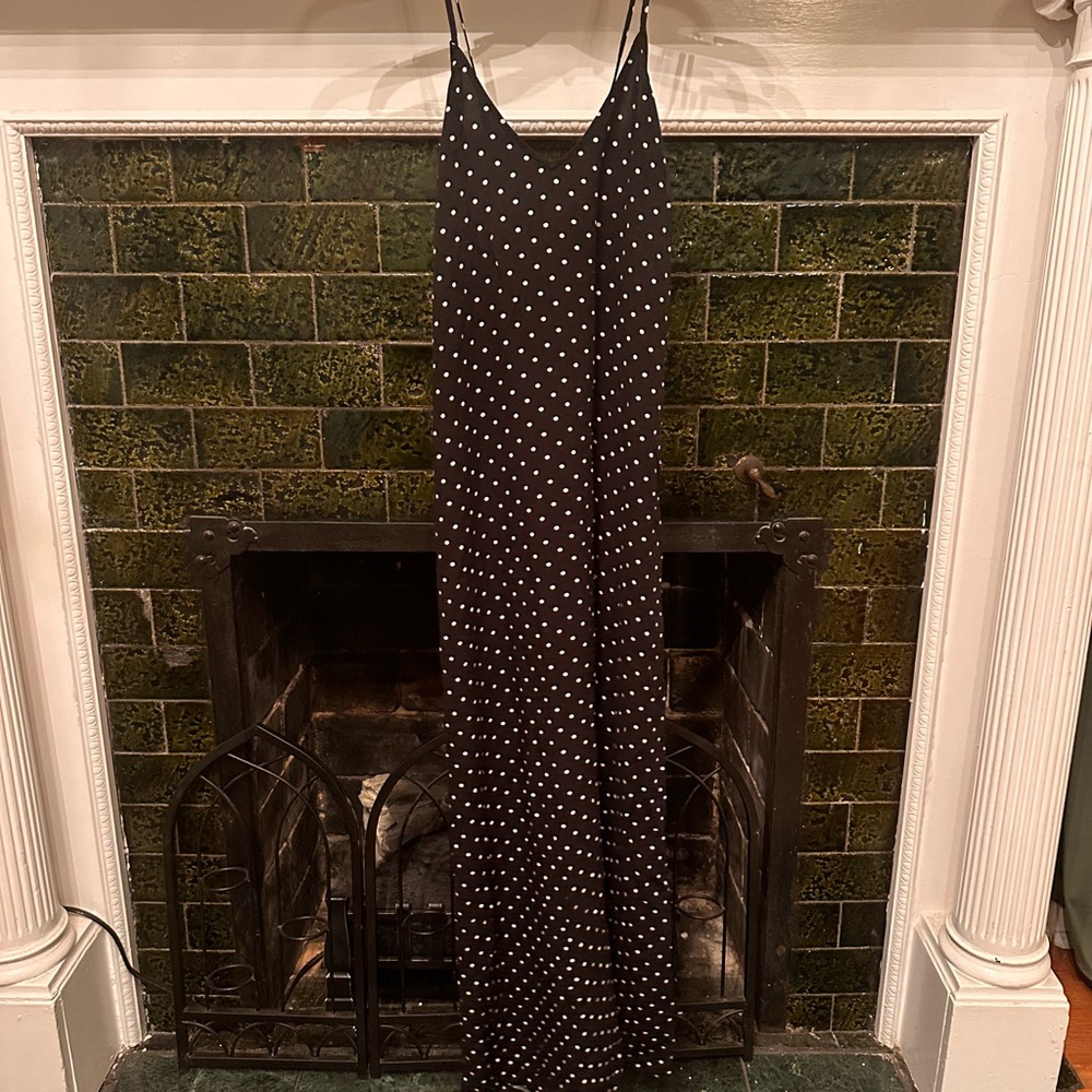 Old Navy Black with White Polka-Dot Spaghetti Strap / Criss Cross strap dress